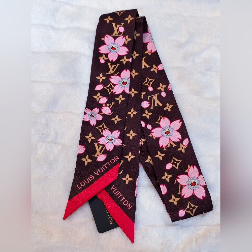 Pink and Brown Monogram Scarf